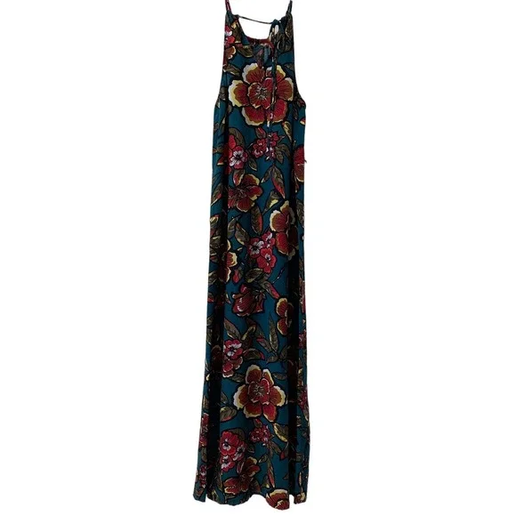 LOFT Petites Ann Taylor Paradise Halter Maxi Dress Tropical Floral Size SP Boho - Picture 10 of 11